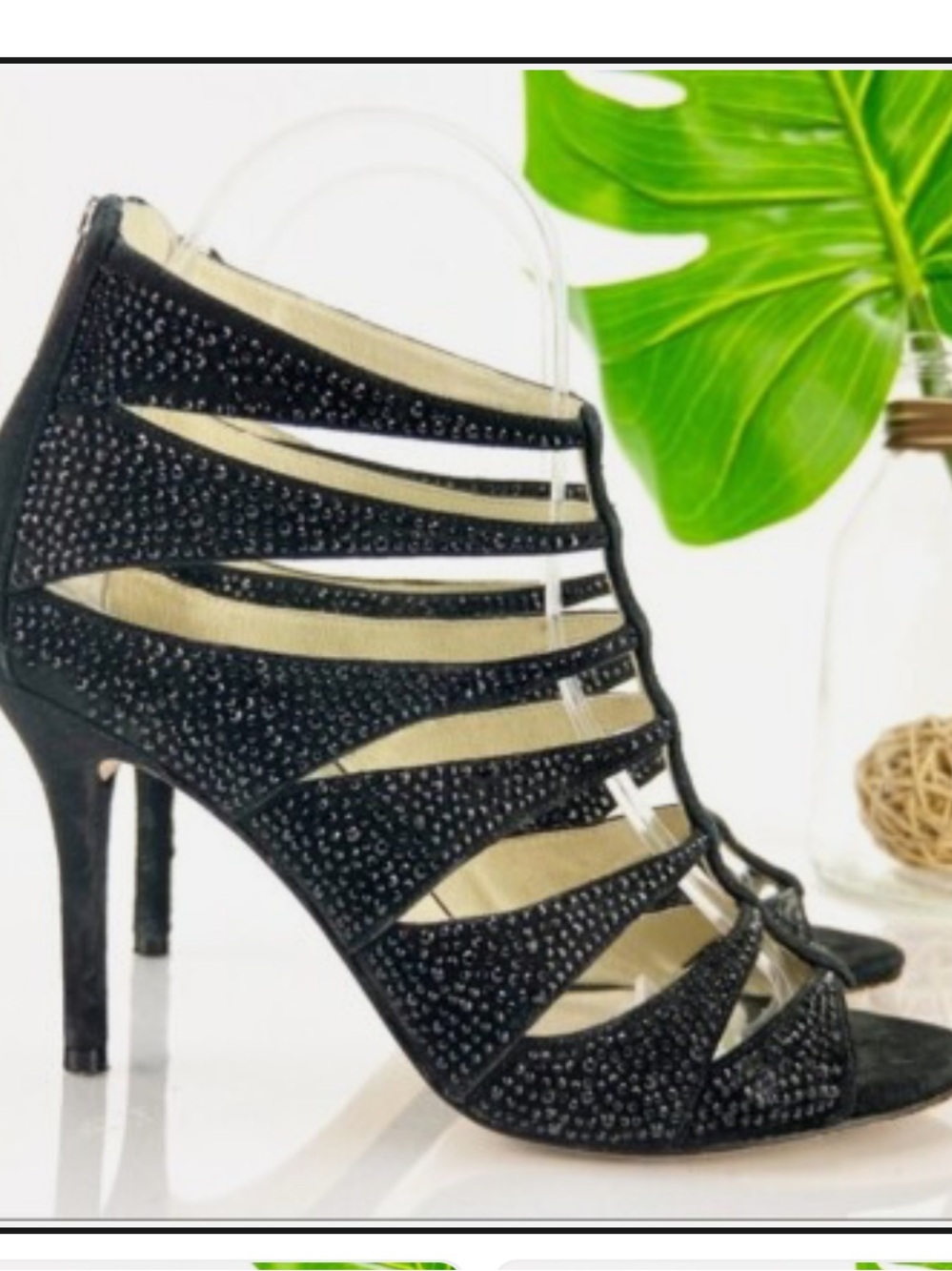 MICHAEL Michael Kors Black Strappy Crystal-Embellished High Heels